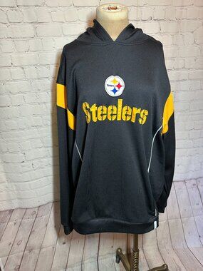 Vintage Pittsburgh Steelers Black and Yellow Reebok Hoodie Size XL
